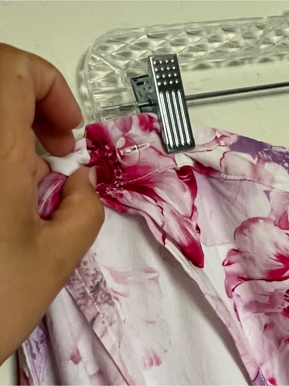 GUESS Floral Wrap Midi Skirt Watercolor Pink Purple Handkerchief Hem M - Picture 8 of 12